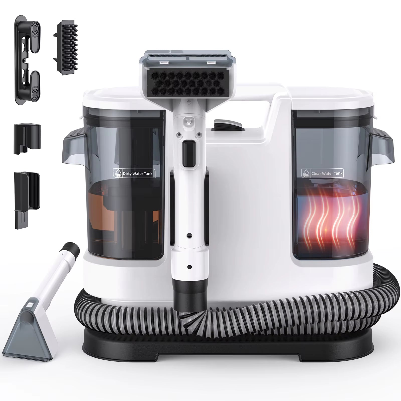 V8 800W Hot Water Carpet Cleaner 60°C Deep Clean Pet Stains 15Kpa Strong Suction 5M Long Power Cord 1.75L Tank