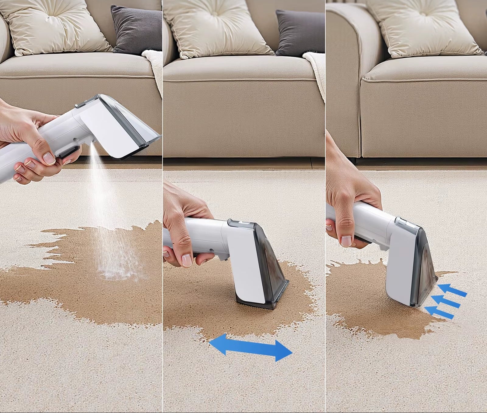 V8 800W Hot Water Carpet Cleaner 60°C Deep Clean Pet Stains 15Kpa Strong Suction 5M Long Power Cord 1.75L Tank