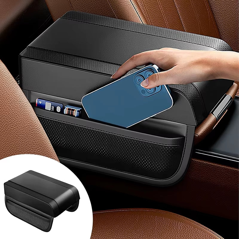 Car Armrest Box Height Pad Universal PU Leather Armrest Cushion with Pocket Central Memory Cotton Elbow Support Armrest Storage